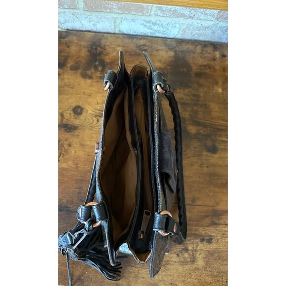 Patricia Nash Handcrafted Embossed Leather Tote Bag With Tassel & Floral Design - Picture 15 of 16